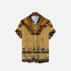 Mudcloth Dashiki Button Shirt Unisex Short-sleeve Blouses No Collar Kingshiki